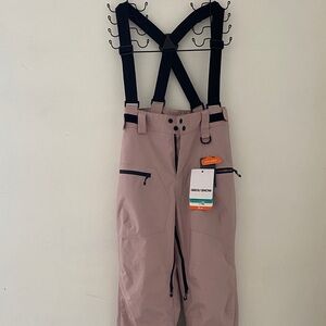OSOU Snow Women's Mauve Boot Flare Snow Pants with Suspenders